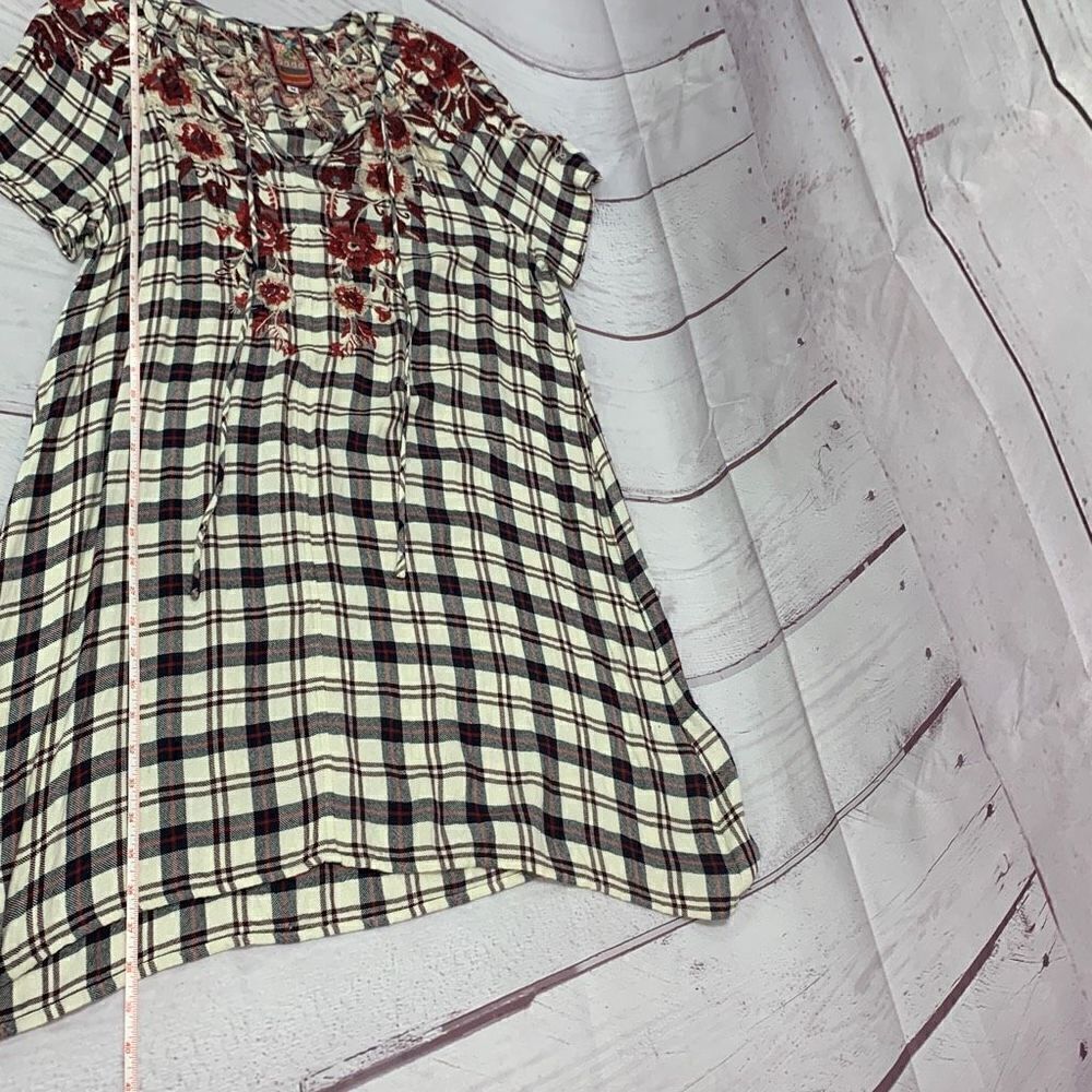 Johnny Was Workshop Women’s Medium Plaid Floral Midi Tunic Dress Boho Soho - Picture 8 of 8